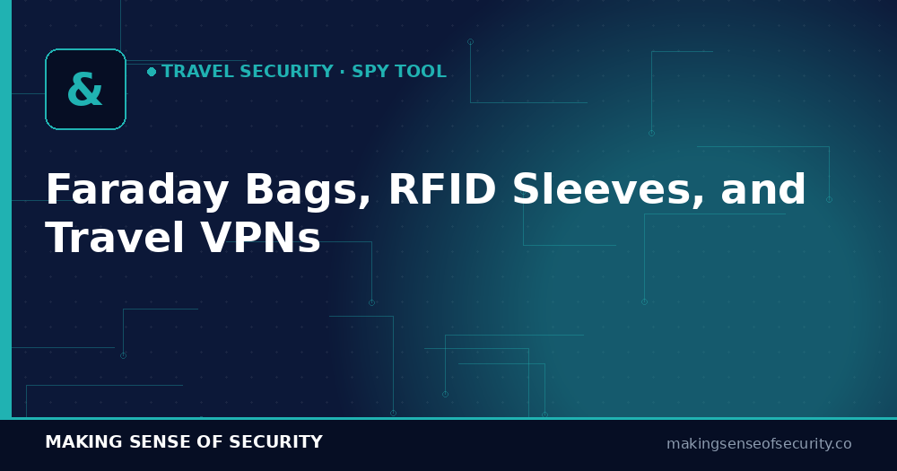 Faraday bags, RFID sleeves, and travel VPNs — real tools that stop real threats